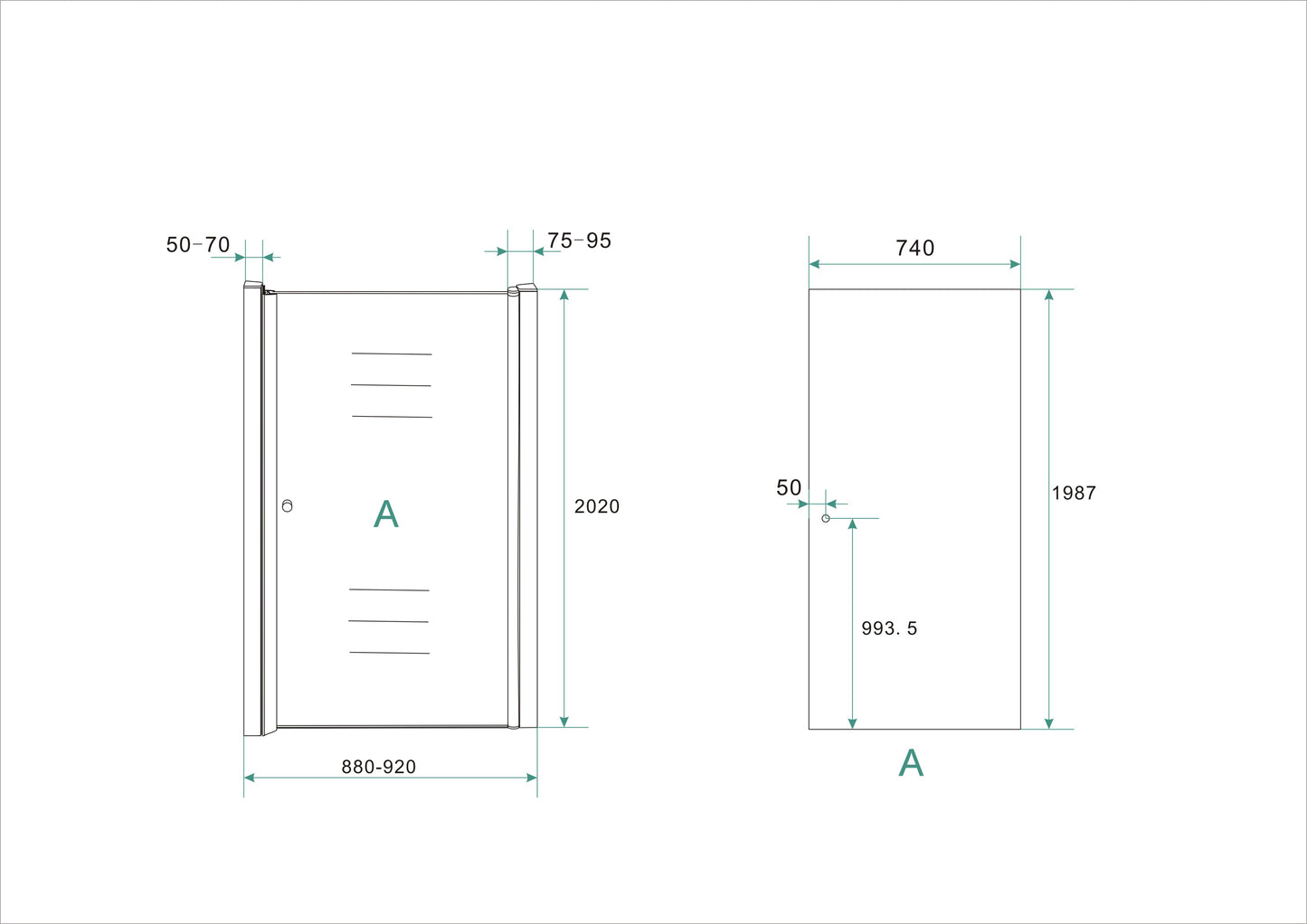 Wiesbaden nisdeur met profiel 90x202 cm