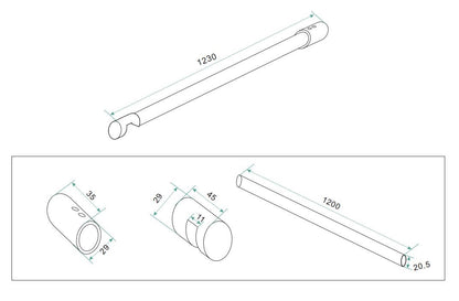 Barra estabilizadora cromada de 3 piezas Wiesbaden de 120 cm