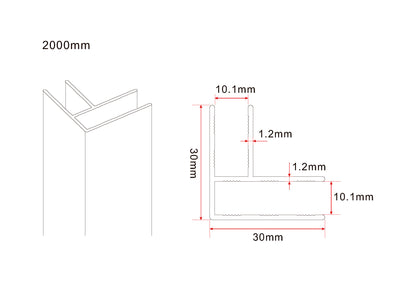 Wiesbaden hoekprofiel tbv glaswand 1cm 200cm chroom - WDtegels