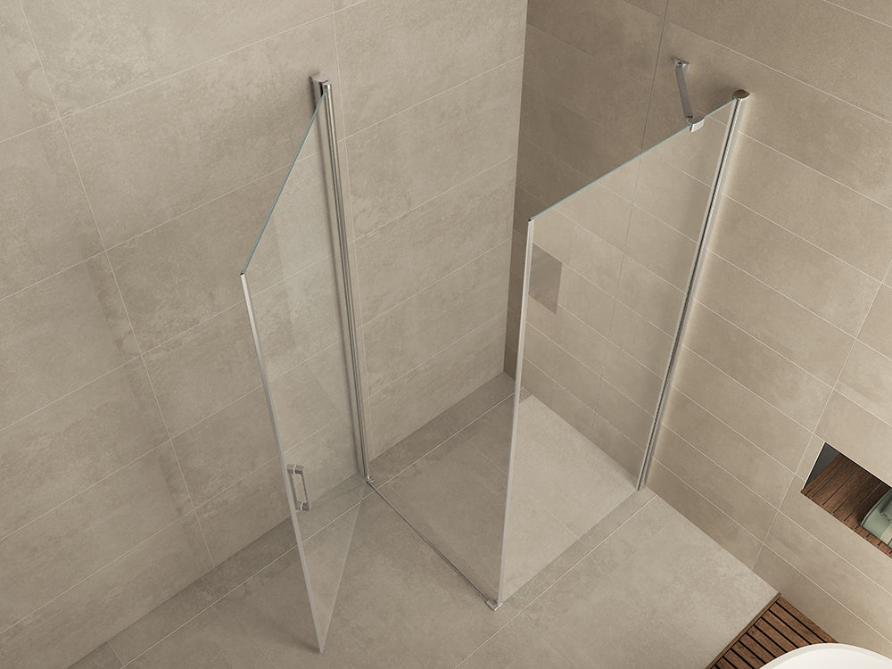 Salone cabine met 1 draaideur 900 x 900 x 2000 x 8 mm nano helder glas/chroom - WDtegels