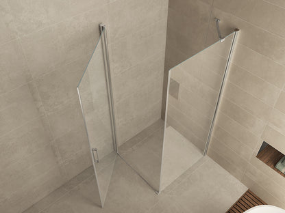 Salone cabine met 1 draaideur 900 x 900 x 2000 x 8 mm nano helder glas/chroom - WDtegels