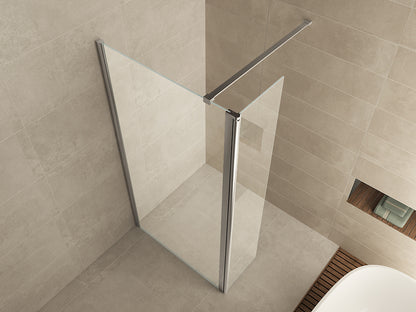 Comfort zijwand draaibaar 400 x 2000 x 10 mm nano helder glas/chroom