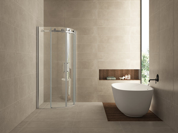 Entra douchecabine kwartrond | 2 schuifdeuren | 90x90x200cm | 8mm nano helder glas/chroom