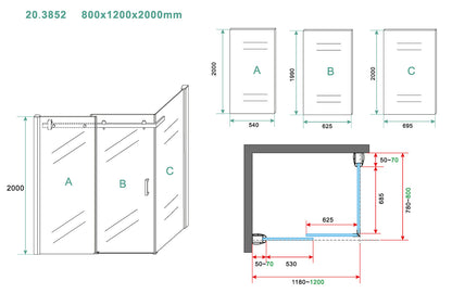 Pared Douchecabine | 1 schuifdeur | 120x80x200cm | 8mm nano helder glas/chroom - WDtegels