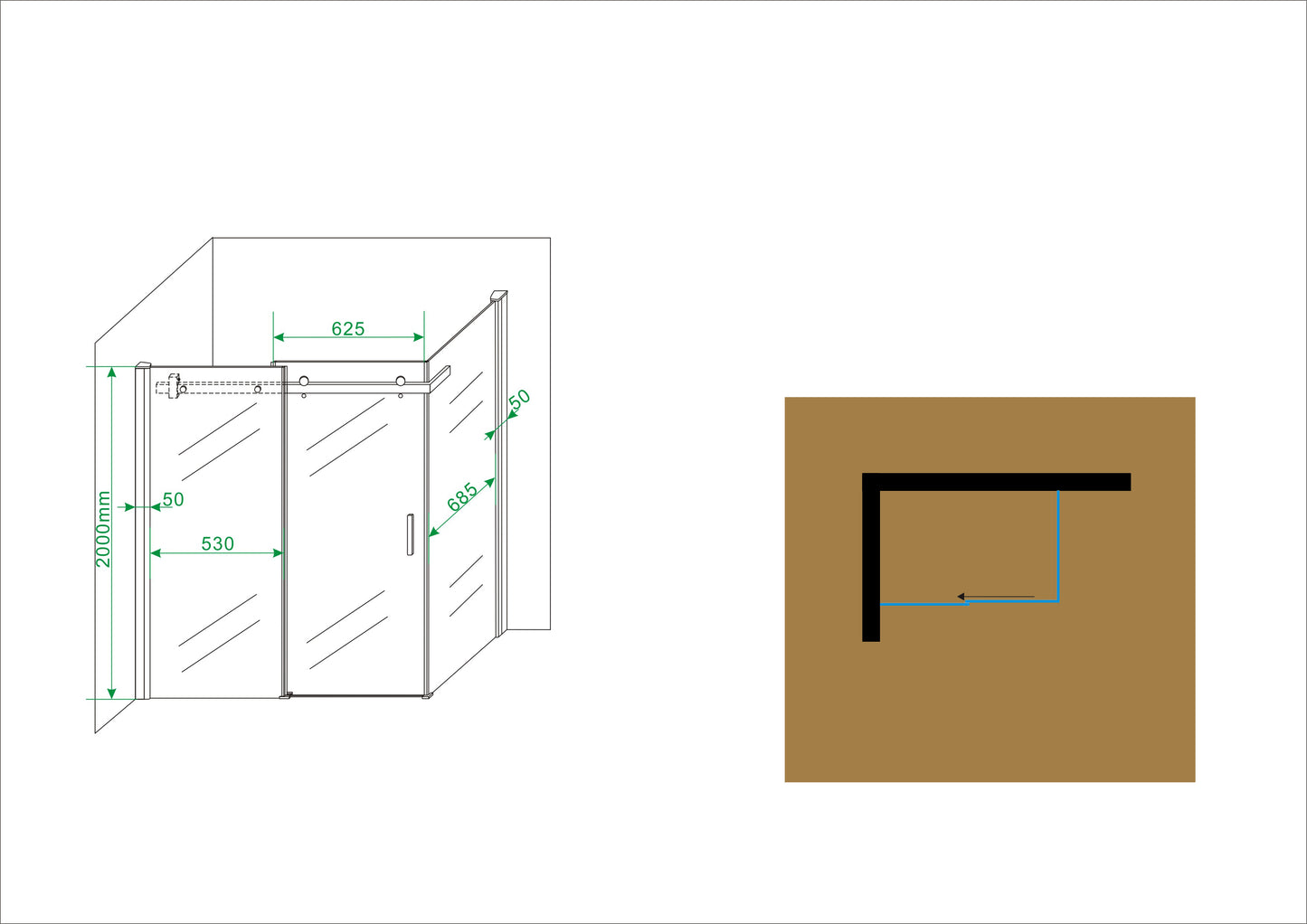 Pared Douchecabine | 1 schuifdeur | 120x80x200cm | 8mm nano helder glas/chroom - WDtegels