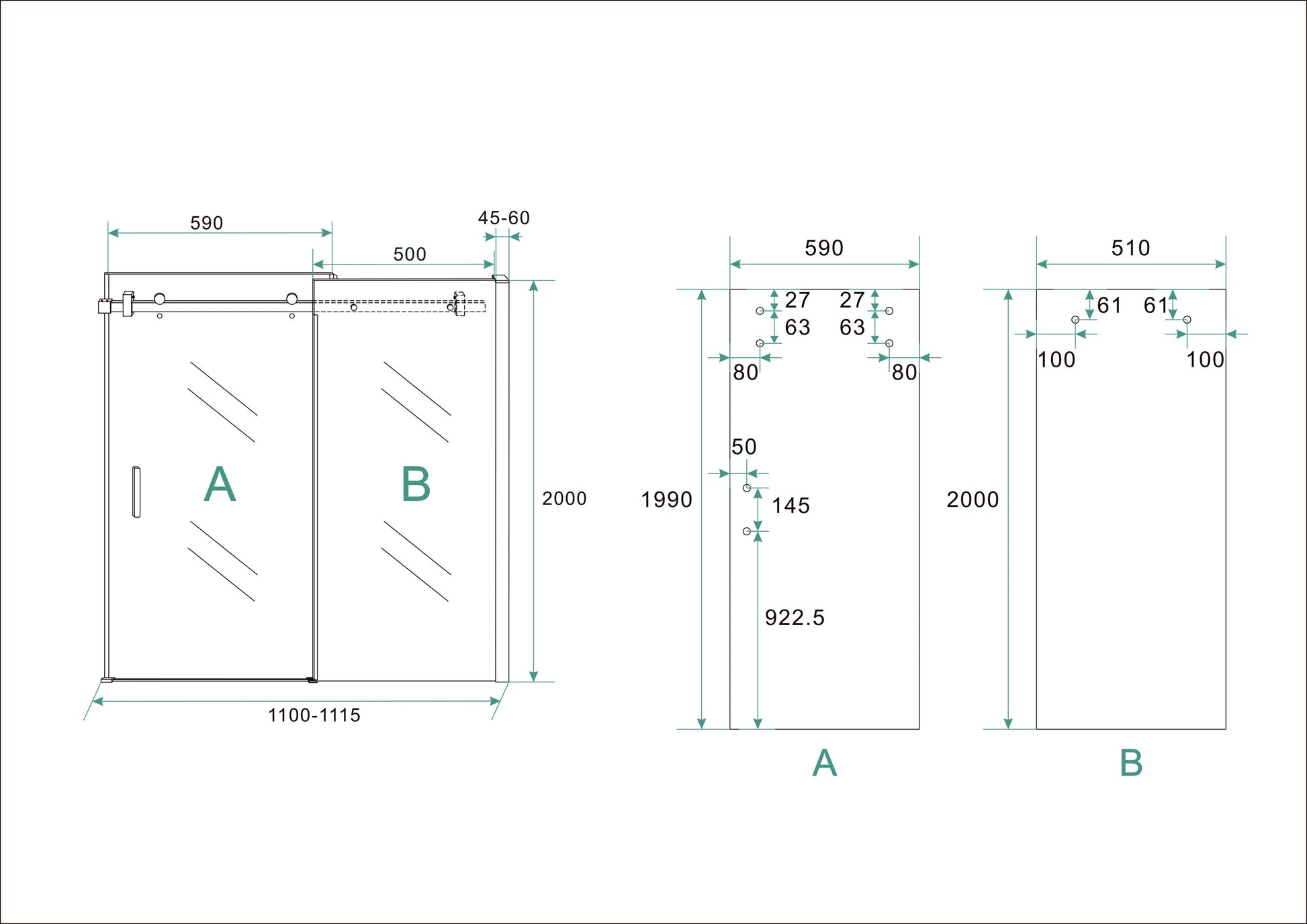 Wiesbaden schuifbare nisdeur 110x200 cm - WDtegels