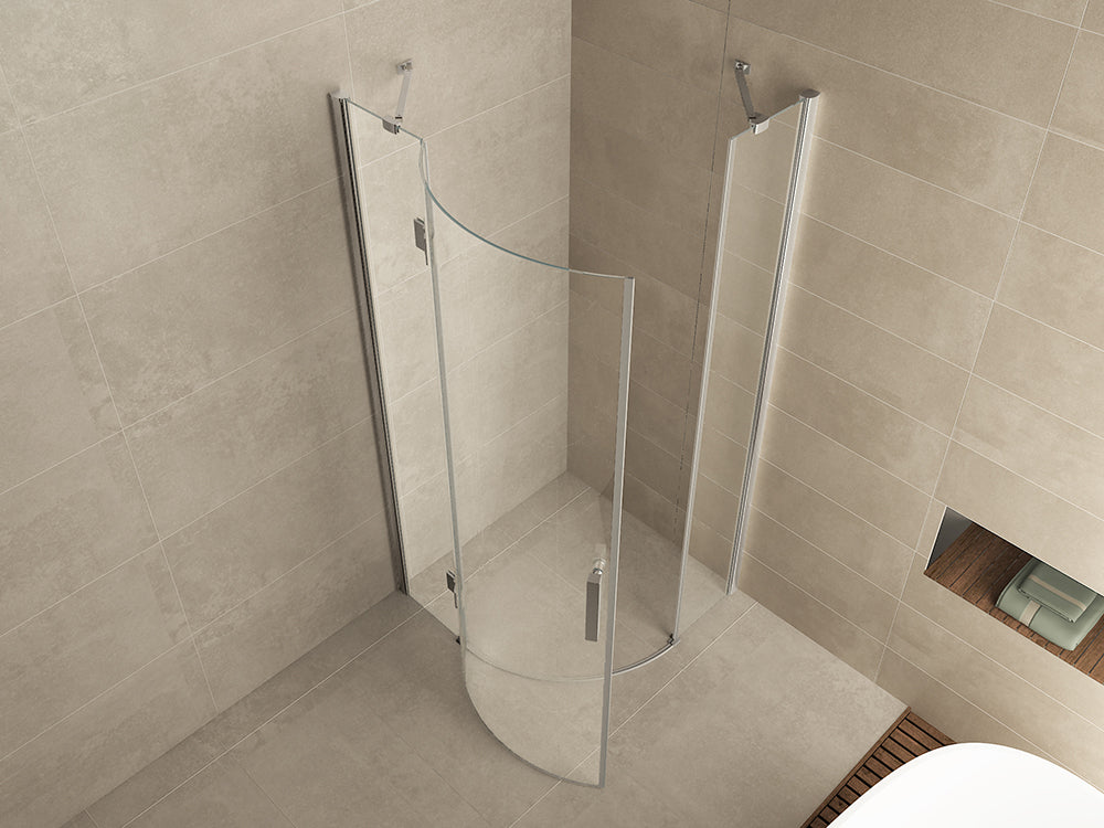 Curf cabine kwartrond met 1 draaideur links 900 x 900 x 2000 x 8 mm helder glas/chroom - WDtegels