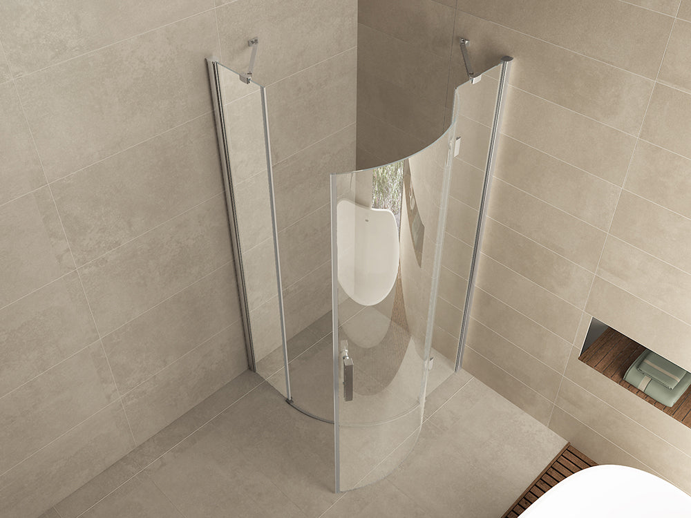 Curf cabine kwartrond met 1 draaideur rechts 900 x 900 x 2000 x 8 mm helder glas/chroom - WDtegels