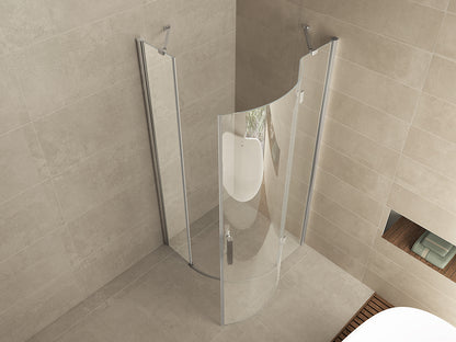 Curf cabine kwartrond met 1 draaideur rechts 900 x 900 x 2000 x 8 mm helder glas/chroom - WDtegels