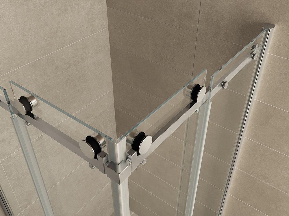 Entra hoekinstap cabine met 2 schuifdeuren 900 x 900 x 2000 x 8 mm nano helder glas/chroom - WDtegels