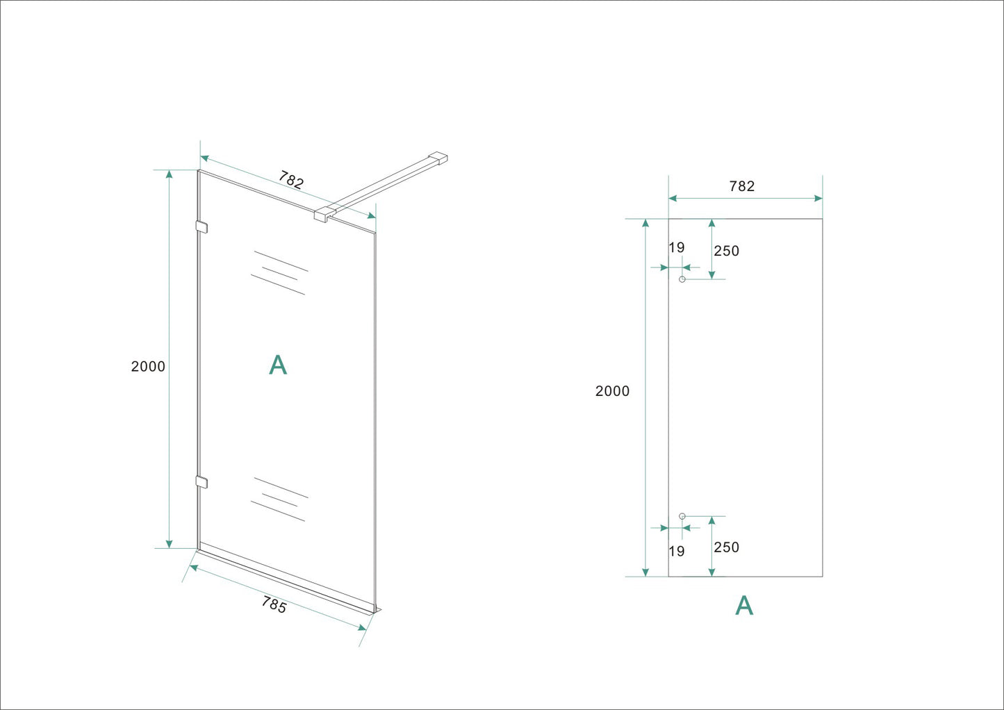 Wiesbaden profielloze inloopdouche 80x200 cm - 8mm NANO glas - WDtegels