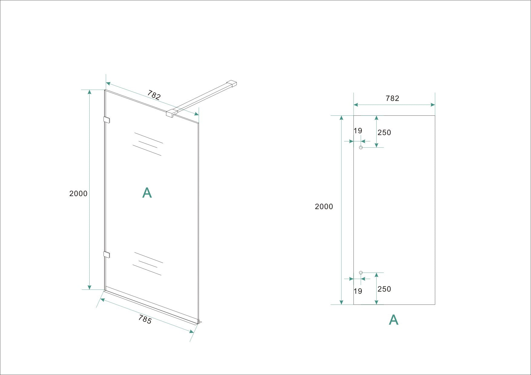 Wiesbaden profielloze inloopdouche 80x200 cm - 8mm NANO glas - WDtegels