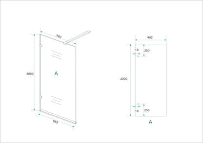 Wiesbaden profielloze inloopdouche 100x200 cm - 8mm NANO glas