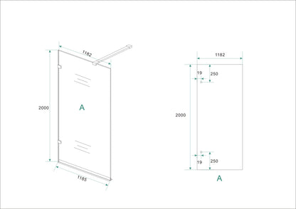 Wiesbaden profielloze inloopdouche 120x200 cm - 8mm NANO glas