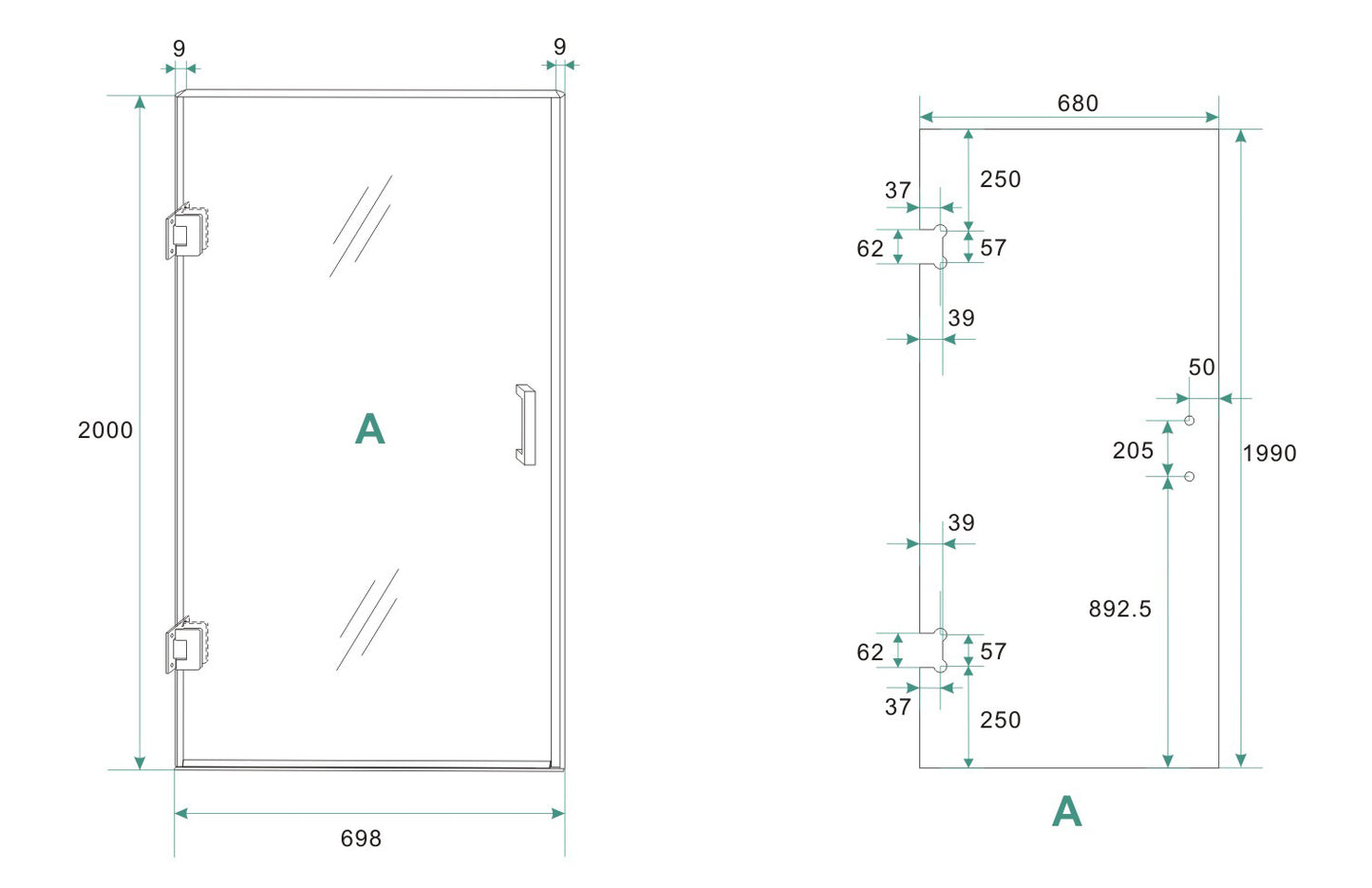 Wiesbaden profielloze nisdeur 70x200 cm 8 mm NANO glas - WDtegels