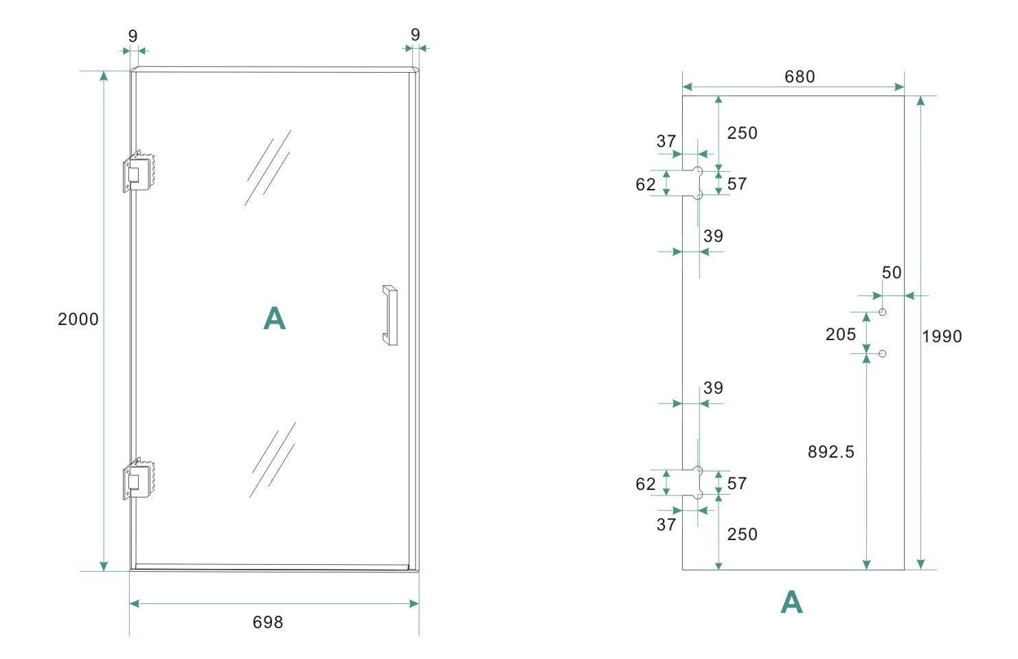 Wiesbaden profielloze nisdeur 70x200 cm 8 mm NANO glas - WDtegels