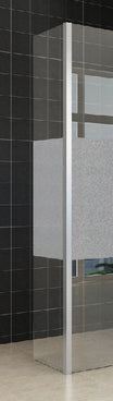 Zijpaneel 35 x 200 cm met hoekprofiel voor inloopdouche chroom met 10 mm NANO ged.matglas - WDtegels