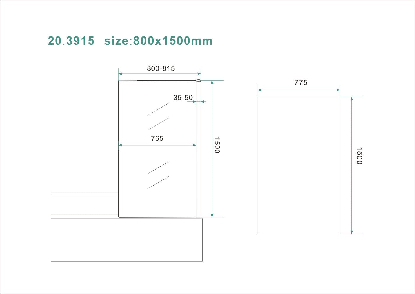 Wiesbaden vaste badwand 80 x 150 cm - WDtegels