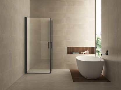 Salone cabine met 2 draaideuren 900 x 900 x 2000 x 8 mm nano helder glas/mat zwart - WDtegels