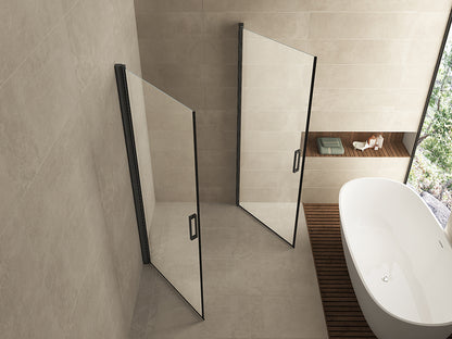 Salone cabine met 2 draaideuren 900 x 900 x 2000 x 8 mm nano helder glas/mat zwart - WDtegels