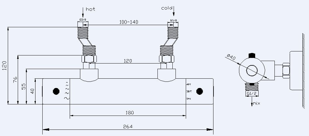 Rio thermostatische douchemengkraan 12 cm RVS look 8718053677507