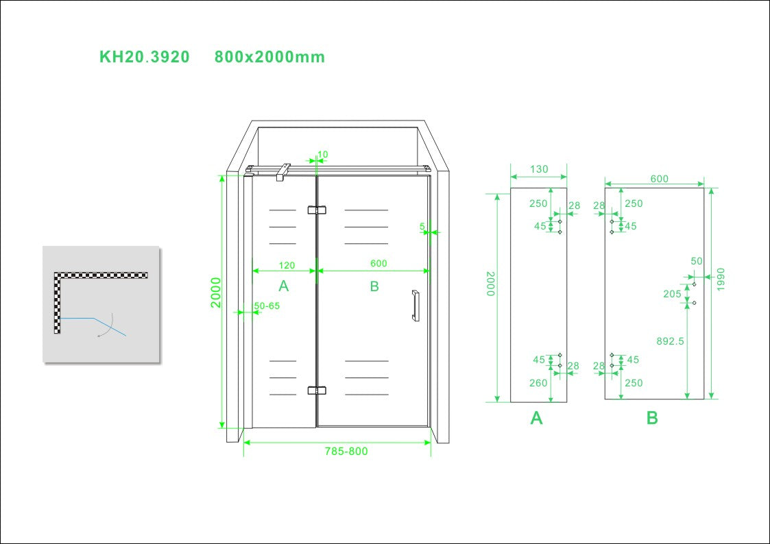 Wiesbaden nis swingdeur + vast paneel 80 (60-20) x 200 cm NANO - WDtegels