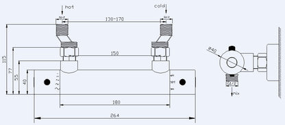 Rio thermostatische douchemengkraan 15 cm RVS look 8718053677514