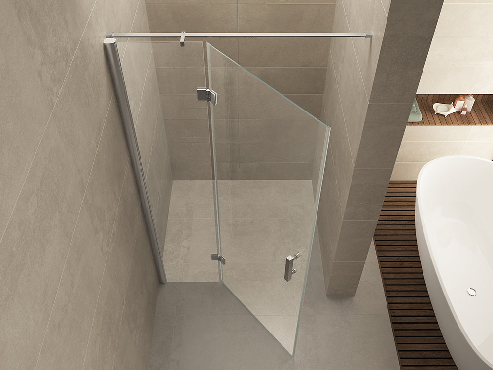 Vaz nisdeur met vast deel 900 x 2000 x 8 mm nano helder glas/chroom - WDtegels