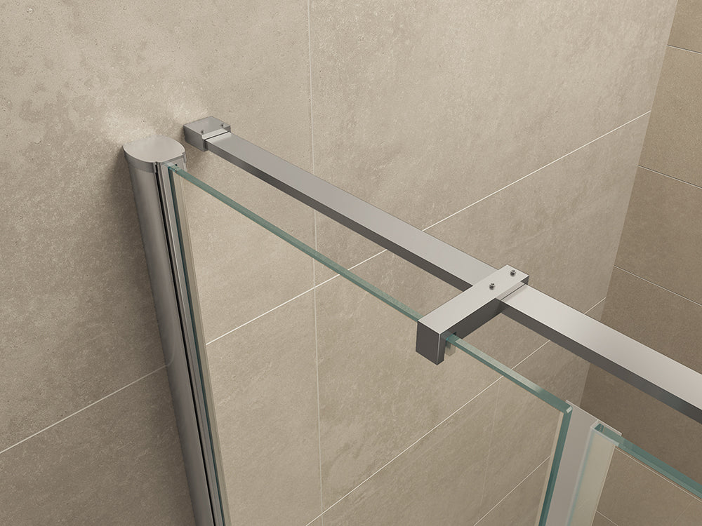 Vaz nisdeur met vast deel 1200 x 2000 x 8 mm nano helder glas/chroom - WDtegels