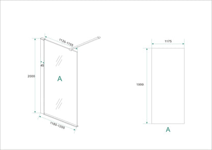 Wiesbaden inloopdouche met RVS profiel 120x200 cm - 10mm NANO glas