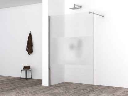Comfort inloopdouche 1600 x 2000 x 8 mm nano helder glas met melkglas middenband/chroom - WDtegels