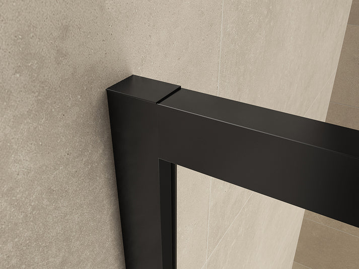 Wiesbaden Maaz inloopdouche zwart raster+handdoekhouder 90x200 cm - 10mm NANO glas - WDtegels