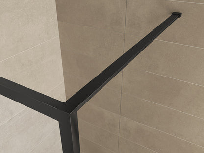 Wiesbaden Maaz inloopdouche zwart raster+handdoekhouder 100x200 cm - 10mm NANO glas - WDtegels