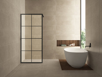 Wiesbaden Maaz inloopdouche zwart raster+handdoekhouder 100x200 cm - 10mm NANO glas - WDtegels