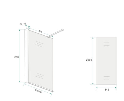 Wiesbaden Comfort inloopdouche 90x200 cm - 10mm NANO geheel matglas