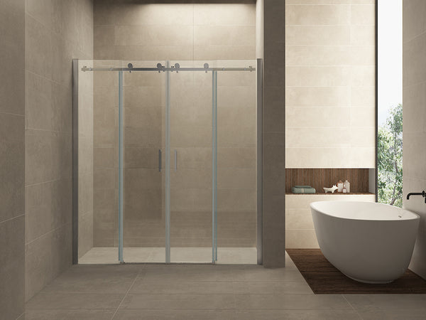 Slide nis schuifdeur dubbel | 180x200x0.8cm | Nano helder glas/chroom