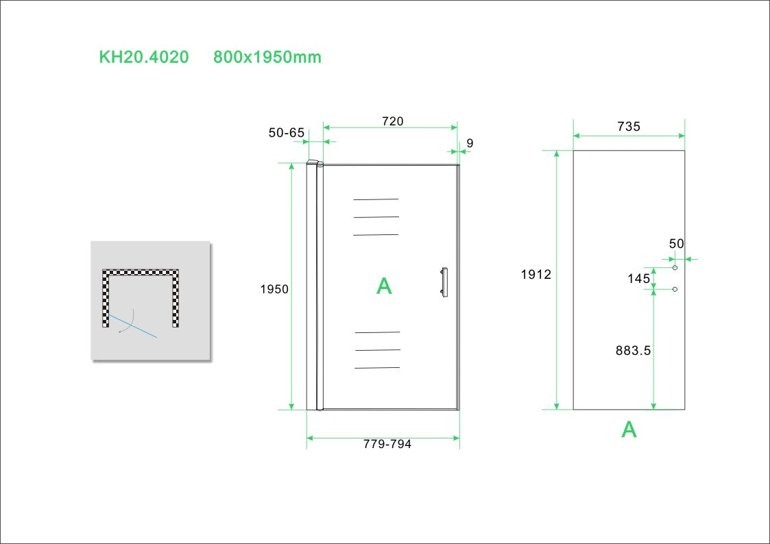 Wiesbaden Eco nisdeur met profiel 80x195 cm 6 mm - WDtegels