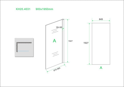 Wiesbaden Eco zijwand voor Eco nisdeur 90x195 6mm