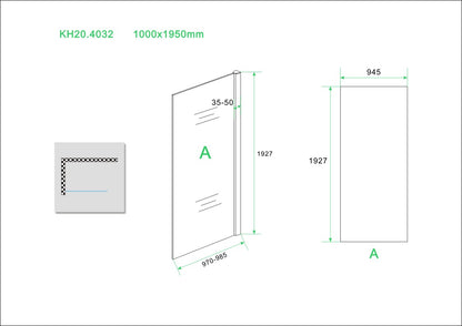 Wiesbaden Eco zijwand voor Eco nisdeur 1000x1950 6mm - WDtegels