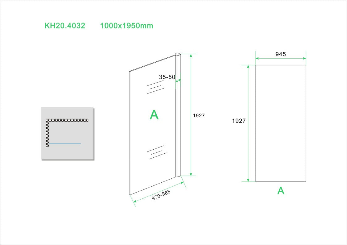 Wiesbaden Eco zijwand voor Eco nisdeur 1000x1950 6mm - WDtegels
