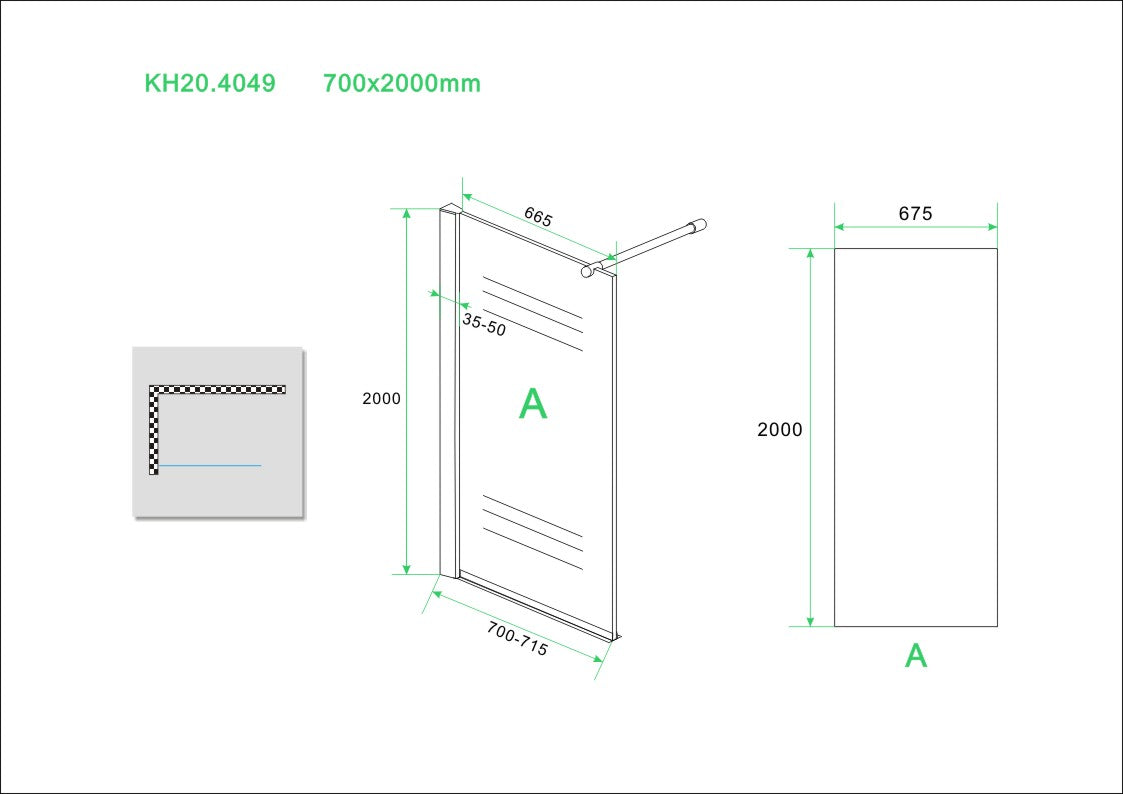 Eco inloopdouche 70 cm 8 mm Nano 8719323030657