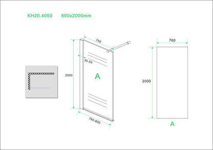 Wiesbaden Eco inloopdouche 80x200 cm - 8mm NANO glas