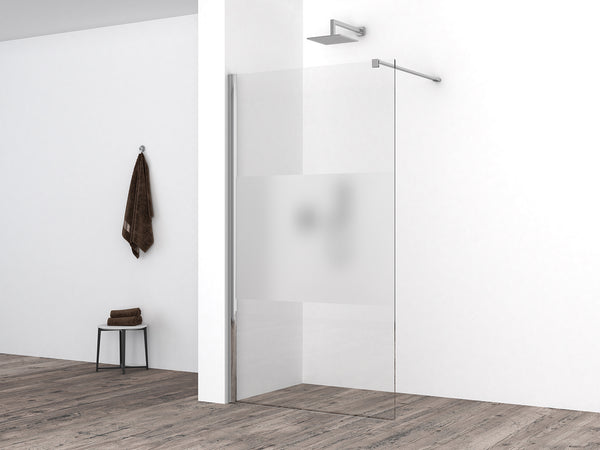 Comfort inloopdouche 700 x 2000 x 10 mm nano helder glas met melkglas middenband/chroom