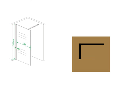 Wiesbaden Comfort inloopdouche 80x200 cm - 10mm NANO gedeeltelijk matglas