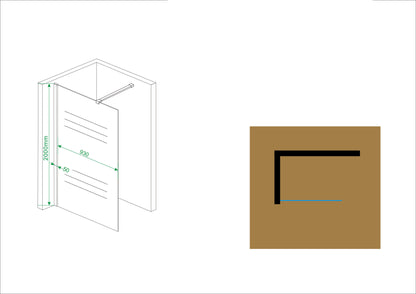 Wiesbaden Comfort inloopdouche 100x200 cm - 10mm NANO gedeeltelijk matglas - WDtegels