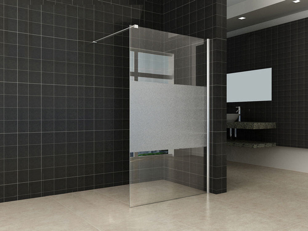 Wiesbaden Comfort inloopdouche 110x200 cm- 10 mm NANO gedeeltelijk matglas - WDtegels