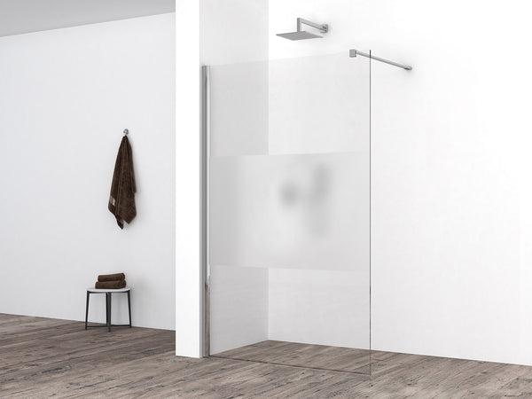 Comfort inloopdouche 1100 x 2000 x 10 mm nano helder glas met melkglas middenband/chroom