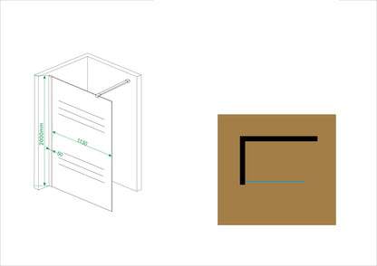 Wiesbaden Comfort inloopdouche 120x200 cm - 10mm NANO gedeeltelijk matglas