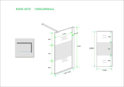 Partly inloopdouche gedeeltelijk matglas 120 cm 10 mm Nano 8718858075225