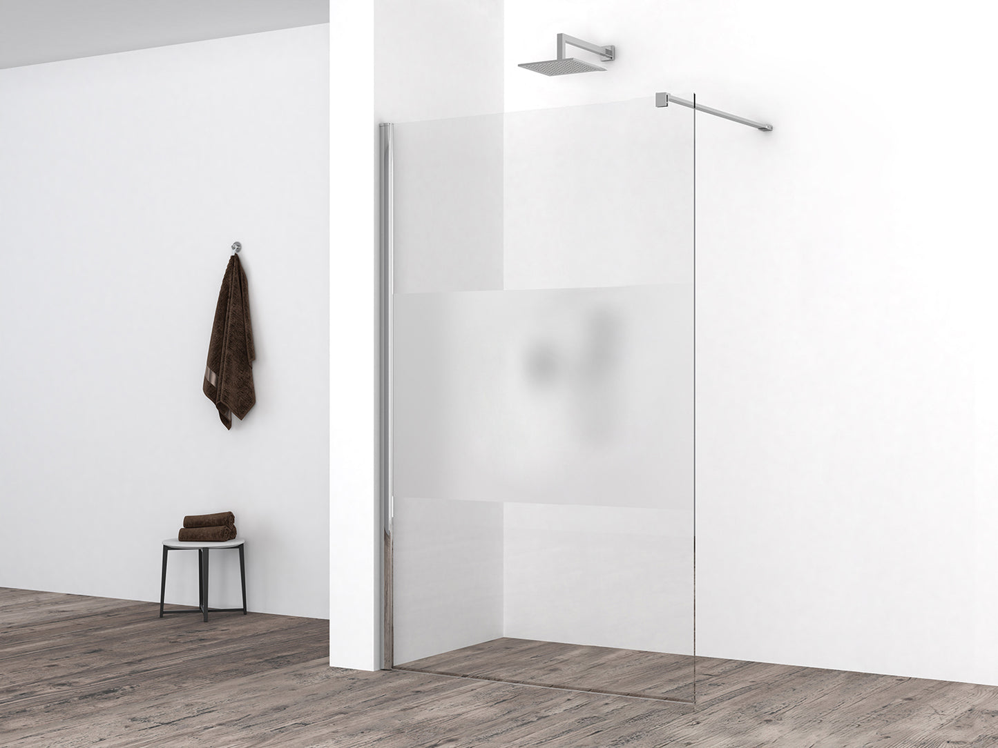 Comfort inloopdouche 1200 x 2000 x 10 mm nano helder glas met melkglas middenband/chroom